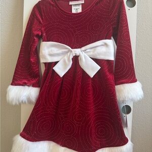 Bonnie Jean Little Girls Long-Sleeve Santa Swirley-Foiled Fit-And-Flare Dress